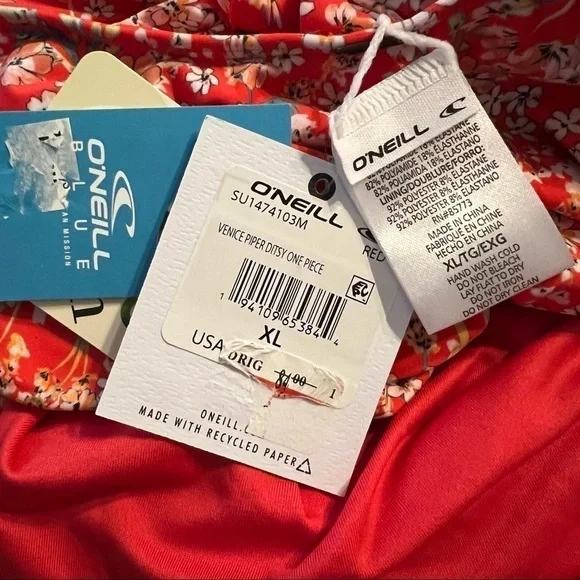 O'Neill Red Venice Piper Ditsy One-Piece Swimsuit - Picture 9 of 10
